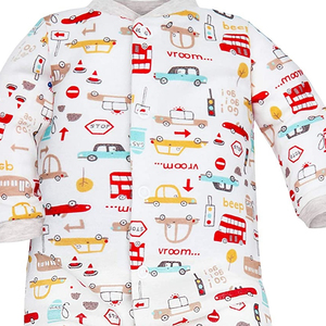 Venta al por mayor 100% algodón de buena calidad ropa de bebés recién nacidos mangas completas ajustable patrón de dibujos animados Footie bebé mameluco conjunto de ropa - Product Image 1