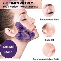Outil de massage Gua Sha en jade naturel et améthyste - Pierre de massage pour le visage et le corps, blanchiment et soins SPA