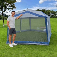Tente pergola hexagonale anti-moustiques et pare-soleil en tissu 190T avec structure en acier, grande capacité, pour camping extérieur, trois saisons