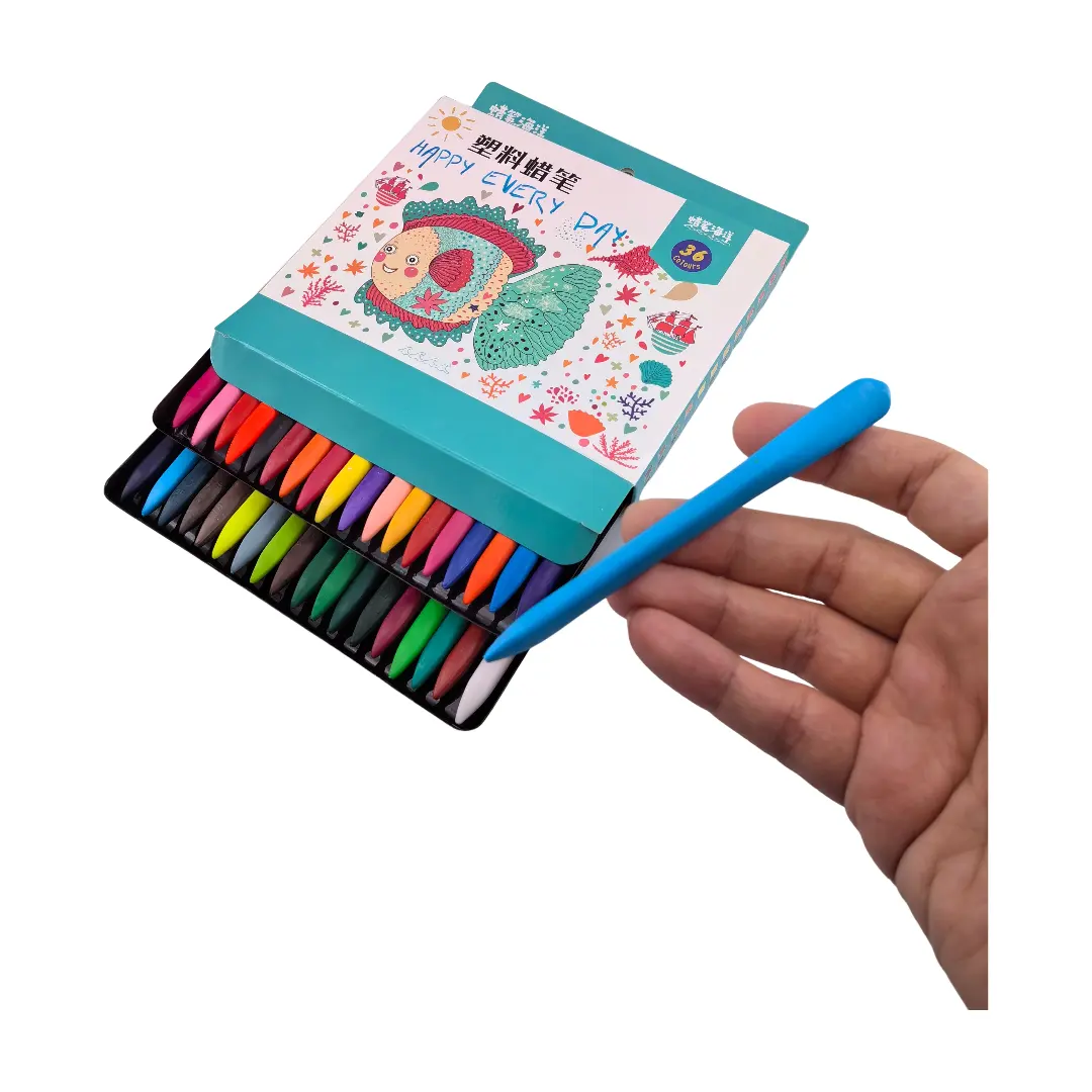 36 colores 11,4 cm mini plástico triángulo crayones para niños