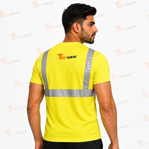 Camiseta de Manga Corta de Poliéster de Secado Rápido y Alta Visibilidad para Hombre, Ropa de Trabajo de Seguridad Reflectante - Product Image 3