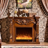 Cheminée en bois massif antique la plus vendue avec insert à simulation de flamme