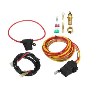 12V 40Amp 175-185 Thermostat Dual Electric Cooling Fan Wiring Relay Sensor Kit Harness