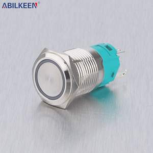 <span class=keywords><strong>Interrupteur</strong></span> à bouton-poussoir momentané à réponse rapide <span class=keywords><strong>12V</strong></span> 16mm IP65 pour la connexion électrique de systèmes d'automatisation de machines industrielles - Product Image 1