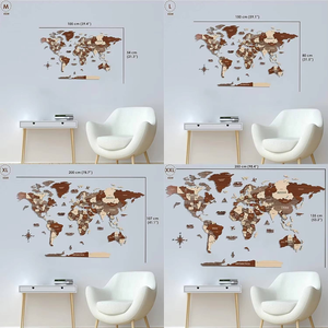 Mappa del mondo in legno 3D, decorazione da parete, adesivo da parete, mappa dei viaggi per il soggiorno - Product Image 6