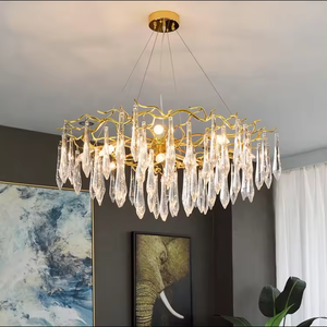 Zèle éclairage décoratif hôtel hall moderne plafond luxe laiton branche cristal goutte de pluie lustres - Product Image 1