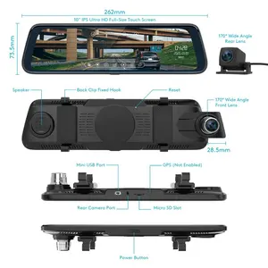 ThiEYE CarView 2 10 بوصة المزدوج عدسة الكامل HD 1080P مرآة الرؤية الخلفية مسجل فيديو Registratory كاميرا جهاز تسجيل فيديو رقمي للسيارات كاميرا Dashcam