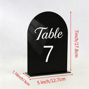 Números de Mesa de Boda Personalizados de Acrílico con Soportes, Letreros de Número de Mesa en Forma de Arco, 5x7 Pulgadas, Transparentes, Negros, Dorados, Espejo, Decoración para Recepción de Fiesta - Product Image 3