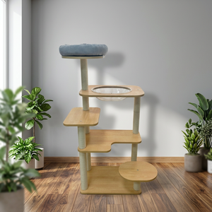 Árbol para Gatos de Mimbre, Torre para Gatos, Rascador de Madera, Mueble para Mascotas de Interior - Product Image 2