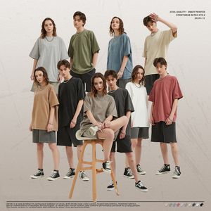 เสื้อยืดแฟชั่นแบรนด์ผู้ชาย แขนสั้น ผ้าคอตตอนหนา 250 กรัม สไตล์วินเทจ  รับสกรีนโลโก้ด้วยเทคนิคพัฟฟ์ ทรงหลวม ขายส่ง - Product Image 2