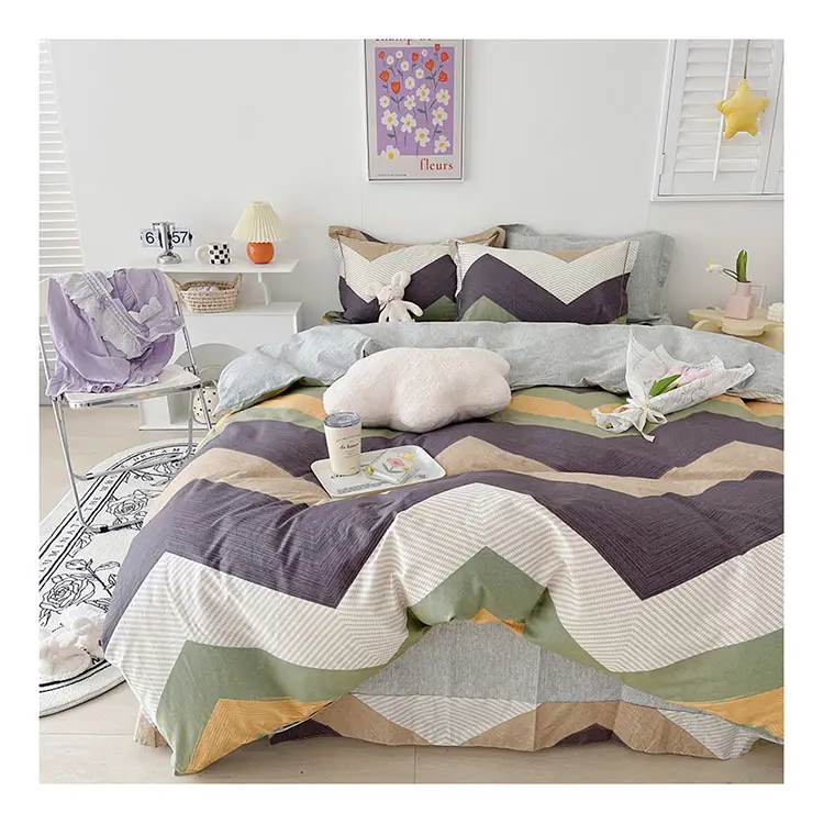 Conjunto de lençol personalizado, conjunto de roupa de cama de algodão 100% algodão