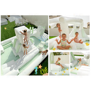 Almohadilla inflable blanca para salpicaduras con soplador, piscina para salpicaduras al aire libre, equipo de juegos suaves para juegos infantiles con piscina tobogán para Fiesta infantil, 20 pies - Product Image 2