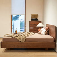 Lit en bois de noyer noir d'Amérique du Nord, nouveau style chinois, lit double flottant de 1,8 m pour chambre principale, lit minimaliste nordique en bois massif