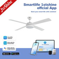 1stshine Ventilateur de plafond à LED Fantaisie 4 Pales MDF Lumière à LED Dimmable DCF-W986 60 Pouces Lumière de ventilateur de plafond