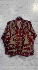 Chaqueta de terciopelo Suzani larga estilo vintage, elegante y casual para mujer, abrigo de invierno bordado a mano, cárdigan acogedor, vestido playero. - Product Image 2