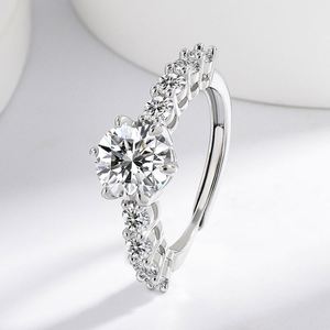 2 Carat Imitation Moissanite Zircon <b>Adjustable</b> <b>Ring</b> with Eight Hearts and Eight Arrows 925 Silver Elegant Ladies Engagement <b>Ring</b> - Product Image 6