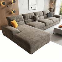 Canapé d'angle en tissu chenille de luxe moderne et minimaliste, avec housse amovible et lavable, pour salon, modèle Ruisha