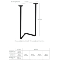 Pied de Table à Manger Industriel Vintage Pipe Flexible Pied de Bureau en Fer avec Table Basse Latérale Étagère en Marbre