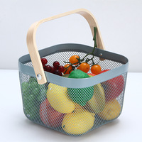 Paniers de rangement portables en métal à mailles rectangulaires - Organisateur de jouets écologique et durable & Panier à fruits multifonctionnel