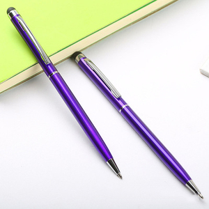Stylo bille fin en métal 2-en-1 avec écran tactile capacitif – Cadeau promotionnel pour hôtels - Product Image 1