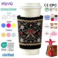 MSYO Housse de tasse en bambou personnalisée avec logo, manchon tricoté douillet, réutilisable, écologique, chauffe-tasse, cadeau OEM