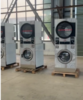 Stacked Coin Operated Washer Dryer Self Service Laundry Machine With Card Payment for Laundromat Apartment
