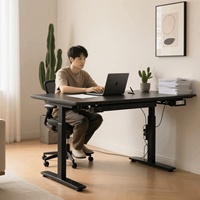 Bureau informatique ergonomique SAMDI moderne en acier inoxydable à moteur unique, réglable en hauteur pour position assise-debout