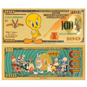 16 Banconote in Plastica con Foglia d'Oro del Cartone Animato Americano Looney-Tunes, Design Anime, per Regalo - Product Image 3
