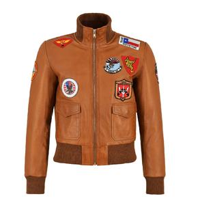 Veste aviateur pour femme en cuir Nappa vintage véritable 100% sur mesure, style Top Gun, fermeture éclair YKK de qualité supérieure, étiquette privée OEM - Product Image 1