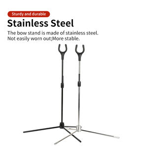 STARCN, arco recurvo de tiro con arco, arco tradicional y soporte de <span class=keywords><strong>suelo</strong></span> de arco largo, soporte de arco recurvo ajustable desmontable de acero inoxidable - Product Image 3