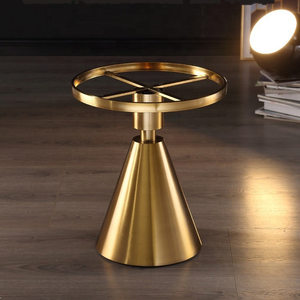 Bàn Đá Cẩm Thạch Tròn Màu Vàng Sáng Bóng Bán Chạy 2022 Bàn Bên Cạnh Bàn Cà Phê Bằng Thép Không Gỉ - Product Image 6