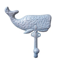 Crochet décoratif mural nautique en fonte avec queue de baleine Crochet de suspension utilitaire