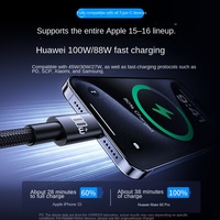 Kabel USB 100W Tipe-C ke C Pengisian Cepat untuk Ponsel dan Laptop dengan Chip E-Mark, Bahan Kabel Anyaman Nilon, Konektor