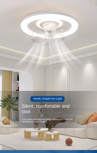 พัดลมเพดาน LED 87W หัวสั่น360 55ซม. 21นิ้วใหม่สวิตช์ปิดหลังคาสวิตช์ควบคุมระยะไกลและไฟดวงจันทร์ - Product Image 6