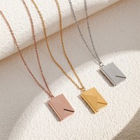 Nouveau Collier Pendentif Enveloppe Personnalisé, Médaillon en Acier Inoxydable Personnalisable, Collier Lettre d'Amour, Bijoux de Couple