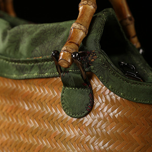 Handmade Bamboo Woven Crossbody Bag Casual Tote Eco Friendly Women's Handbag Artistic Storage Bag Retro Style - Product Image 3