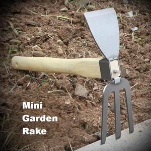 Outils de jardinage FixCraft, petite houe à lame en acier inoxydable, manche en bois, râteau multifonctionnel pour creuser en extérieur, pioche - Product Image 6