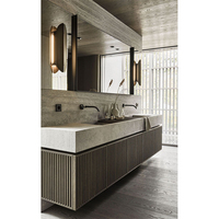 2023 Vanité de salle de bain en bois massif flottant 48 double lavabo sur mesure