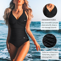 Maillot de bain une pièce sexy pour femme, décolleté plongeant, effet ventre plat, grande taille, avec sous-vêtements sculptants intégrés