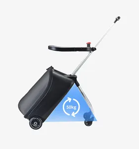New Design 20 inches Kids Trolley Luggage case Scooter cartoon can sit Kids travel suitcase