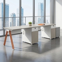 Poste de travail en îlot de bureau, bureau informatique moderne en bois, station de travail avec cloison pour employés, ensemble de mobilier de table pour personnel, vente en gros