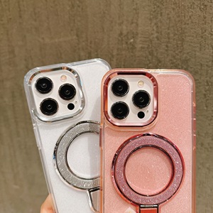 Cover per <span class=keywords><strong>fotocamera</strong></span> del telefono con supporto girevole di 360 gradi trasparente Glitter custodia per <span class=keywords><strong>iPhone</strong></span> 16 15 14 <span class=keywords><strong>pro</strong></span> max - Product Image 2