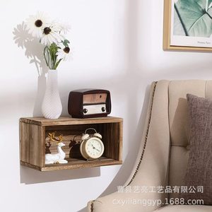 Wooden Minimalist <b>Floating</b> Nightstand With <b>Drawer</b> For Bedroom Storage - Product Image 3