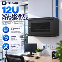 Kabinet Jaringan Dinding 19 Inch 12U Kustom OEM, Rak Server Mini untuk Peralatan Switch Jaringan Kantor