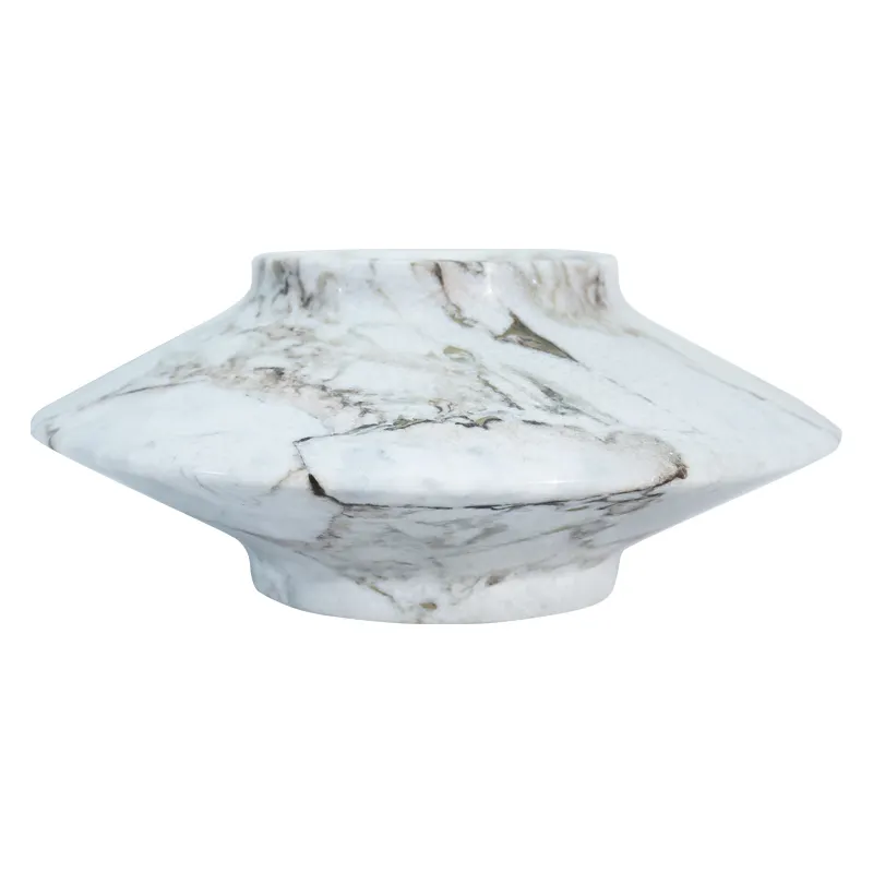 Vaso in marmo di pietra naturale con Base in marmo bianco vaso in marmo bianco di grandi dimensioni vaso da fiori per hotel per la casa