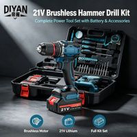 Kit de Taladro Percutor Inalámbrico sin Escobillas de 21V, Juego de Taladro de Impacto de Litio con Batería para Concreto, Mampostería, Uso Industrial, OEM, ODM, Venta al por Mayor