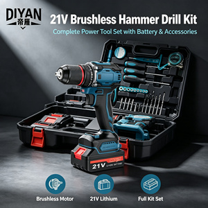 21V Brushless Cordless Hammer <strong>Drill</strong> Kit <strong>Lithium</strong> Impact <strong>Drill</strong> Set with Battery for Concrete Masonry Industrial OEM ODM Wholesale - Product Image 1