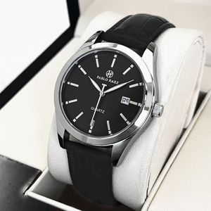 Fashionable business men's watch - simple design with <b>calendar</b> function, water-resistant quartz, leather strap wristwatch - Product Image 5