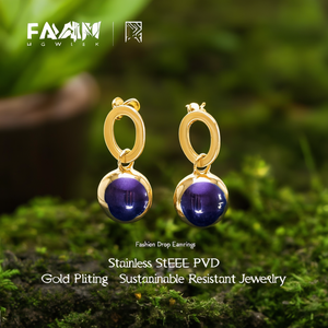 Boucles d'oreilles pendantes tendance en acier inoxydable 316L plaqué or PVD, bijoux durables et résistants - Product Image 3