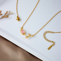 Collier à breloques géométriques en forme de tulipe pour femmes, en acier inoxydable, accessoires avec pierre en zircon, style classique, cadeau